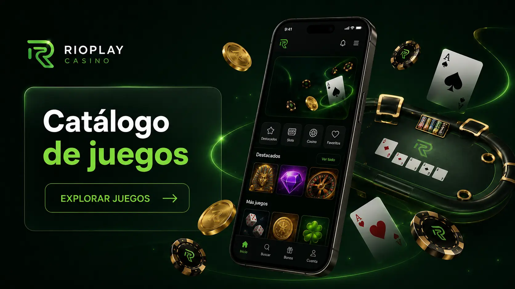 Catálogo de juegos en Rioplay Casino